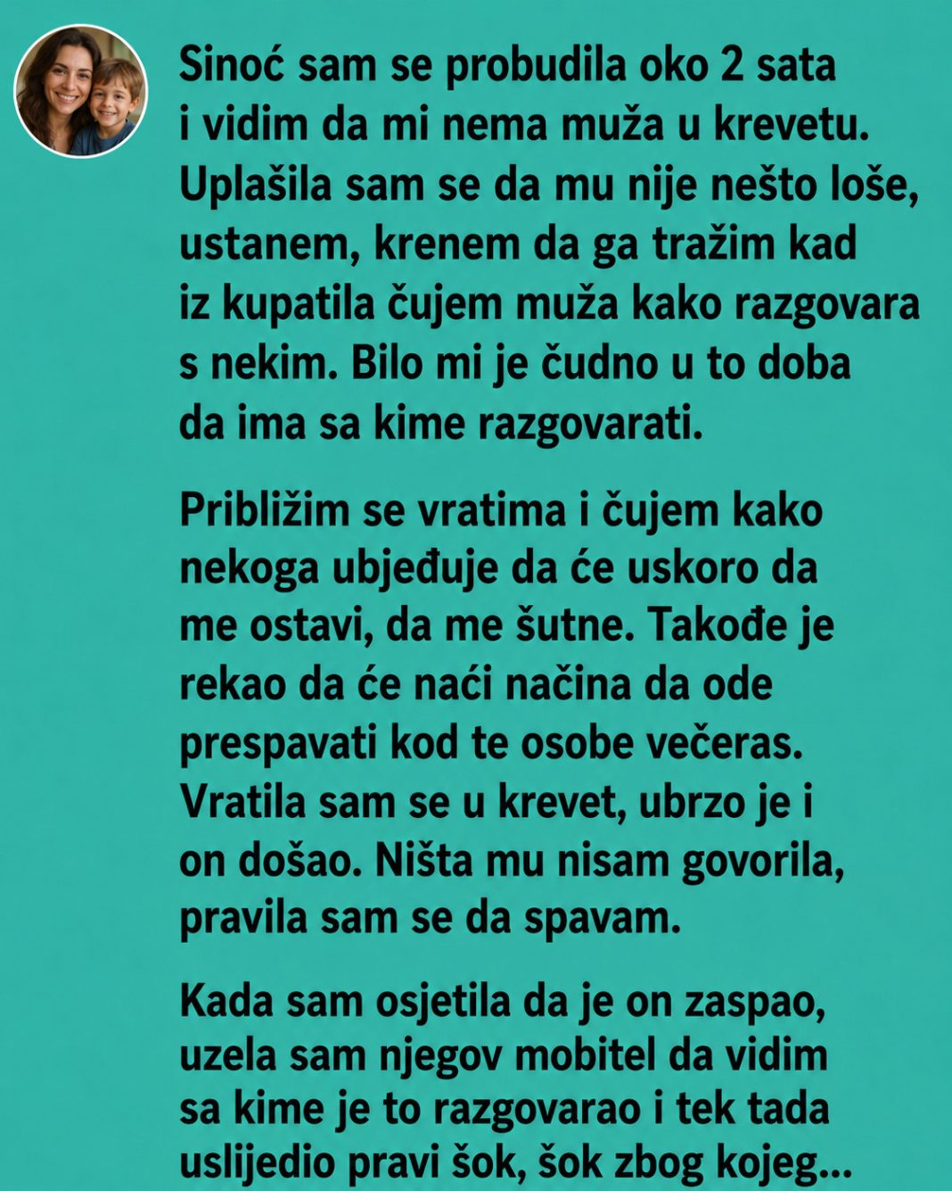 ČULA SAM MUŽA KAKO U 2 UJUTRU GOVORI DA ĆE ME OSTAVITI – ONDA SAM POGLEdala NJEGOV TELEFON - featured image ČULA SAM MUŽA KAKO U 2 UJUTRU GOVORI DA ĆE ME OSTAVITI – ONDA SAM POGLEdala NJEGOV TELEFON - featured image